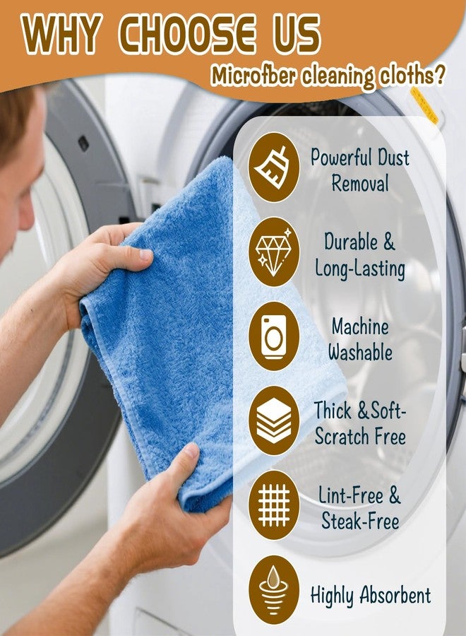 CODOHI 8 Pcs Highly Absorbent Microfiber Cleaning Cloth, 15.75"x15.75" Large Washable Reusable Microfiber Towel for House Floor Kitchen Car Window, Lint and Streak Free - Image 3